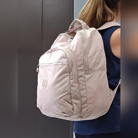 Kipling Backpack Large Tan Color 15" Laptop Bookbag NEW Seoul - Picture 8 of 15
